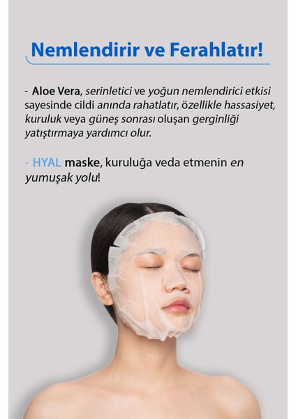 Hyaluronik Asit ve Soğutucu Etki Hyal Kore Kağıt Yüz Maskesi 10'lu fırsatları