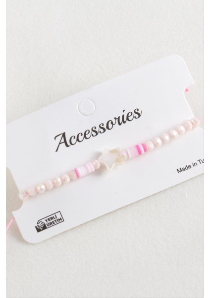 Yıldız Sedef Kristal Makrome Ip Bileklik modelleri