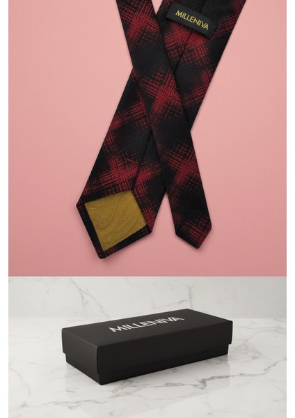 Ekose Kırmızı Kravat & Mendil modelleri