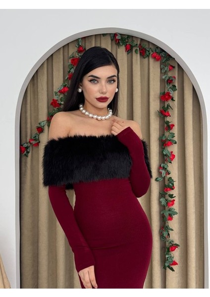 Bestia Straplez Tüy Detaylı Elbise