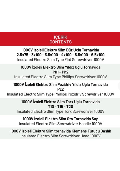 1000V Izoleli Slim Tornavida Seti (Takımı) fiyatları