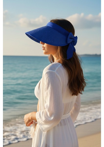 Hasır Vizör Şapka Saks 14624