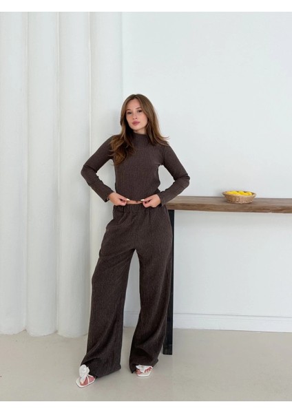 Balıkçı Yaka Örme Takım Kahve ST265865 fiyatları
