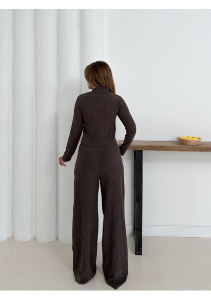 Balıkçı Yaka Örme Takım Kahve ST265865 fırsatları