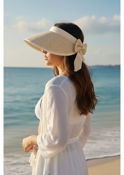 Hasır Vizör Şapka Açık Bej 14624