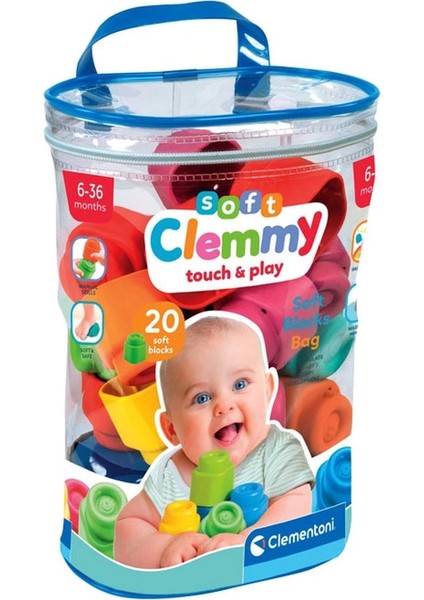 17877 Soft Clemmy - Yumuşak Blok Çantası 20 Parça 6-36 Ay fırsatları