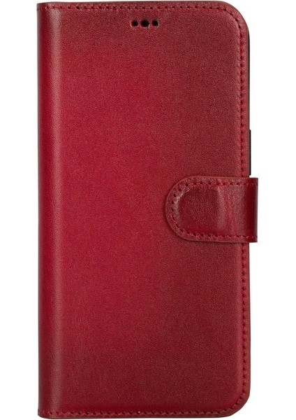 Apple iPhone 15 Pro Max Uyumlu Deri Cüzdanlı Kılıf Mwwn V4EF Kırmızı fırsatları