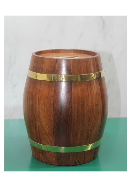 Pirinç Detaylı Fıçı Kumbara Model 3