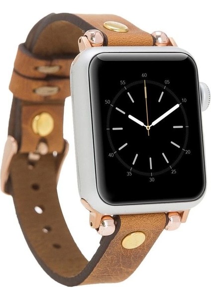 Apple Watch Uyumlu Deri Kordon 38-40-41MM Gt G19 Taba