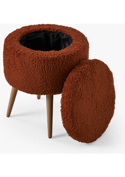 Sandıklı Yuvarlak Puff - Makyaj Masası Pufu -Dekoratif Ayak Uzatma Pufu