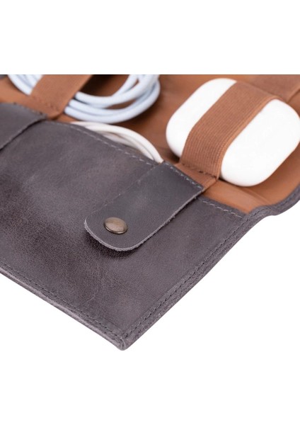 Deri Kablo Aksesuar Taşıma Çantası Antik Gri fırsatları