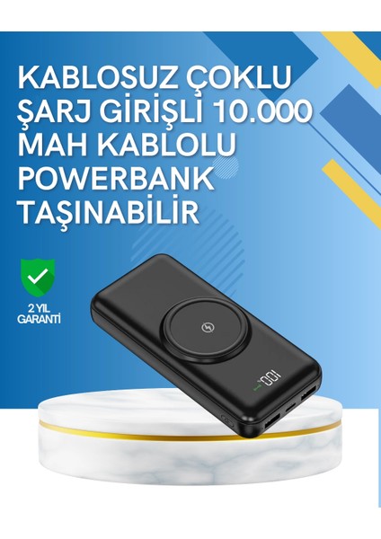 iPhone ve Android Uyumlu 10000MAH Powerbank – Hem Kablolu Hem Kablosuz