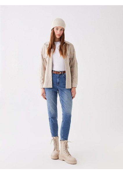 Yeni Sezon Beli Kemerli Mom Fit Kadın Jean Pantolon fiyatları