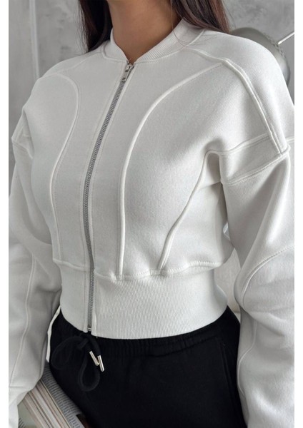 Kadın Fermuarlı Fit Cropped Sweatshirt – Sportif & Şehirli Stil modelleri