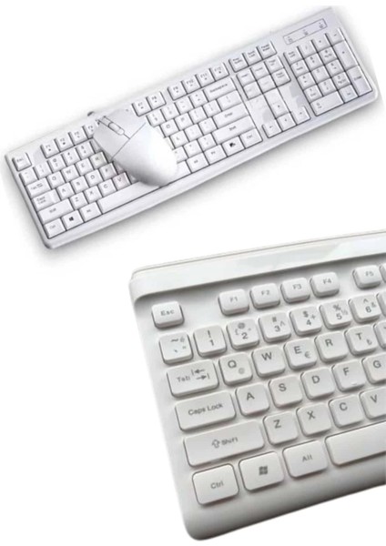 Kablosuz Klavye Mouse Seti Beyaz Q Klavye Tüm Cihazlara Uyumlu fiyatları