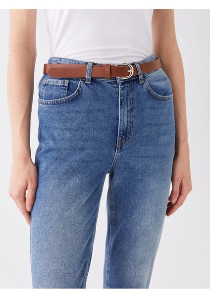 Yeni Sezon Beli Kemerli Mom Fit Kadın Jean Pantolon modelleri