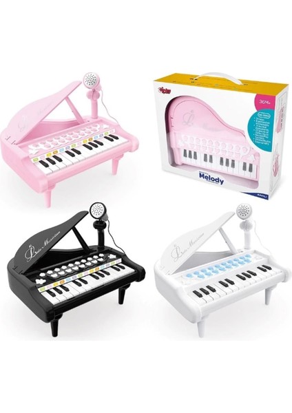 Mikrofonlu 24 Tuşlu Piyano Mp3 (Pembe,siyah,beyaz)