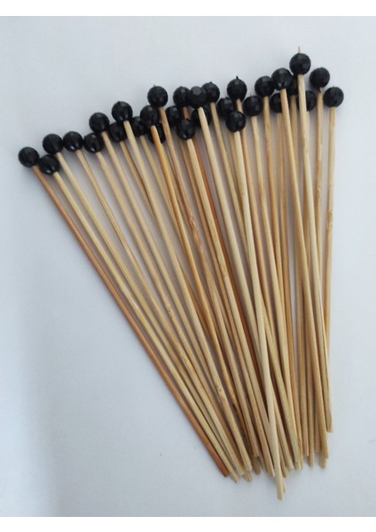 15 cm Uzun Kürdan - 30 Adet Dekoratif Siyah Disko Topu Boncuklu Kokteyl Kürdanı fiyatları