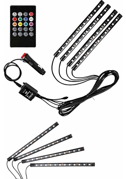 12 Ledli Rgb Işıklı Araç Içi Ayak Altı LED Oto Ampul Kumandalı 7 Renk indirimleri