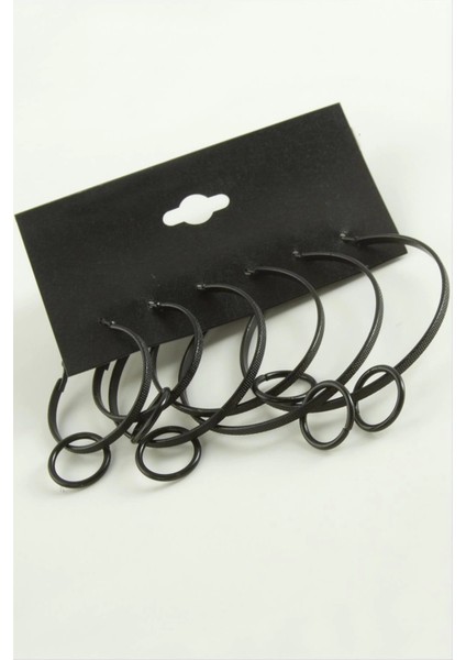 Noktalı Iç Içe Metal Halka Küpe 6 Adet