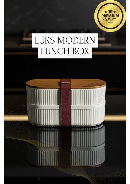 Bambu Kahvaltılık Saklama Kabı Iki Bölmeli Büyük Lunch Box
