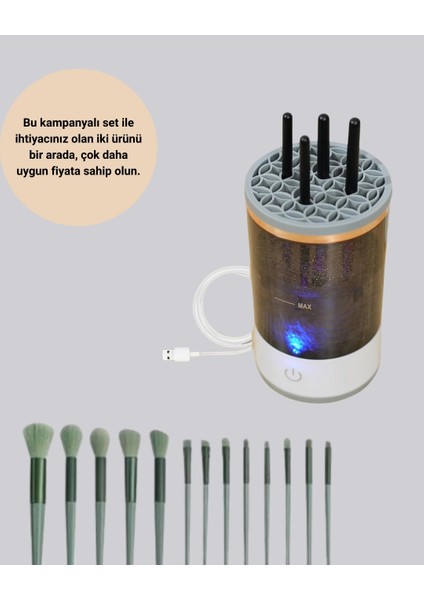 Hijyenik Makyaj Için 13’lü Fırça Seti ve Elektrikli Temizleyici indirimleri