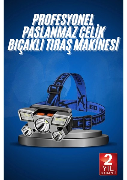 5 LED Far Şarj Edilebilir Güçlü Kafa Lambası Kamp Lambası 4 Modlu (Kopya)