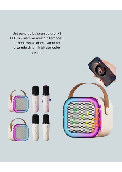 LED Işıklı Taşınabilir Karaoke Hoparlör – USB & Aux Girişli fırsatları