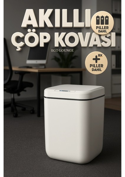 20 Lt Akıllı Çöp Kovası – Ofis Mutfak Banyo Için Ideal Hareket Sensörlü, Hijyenik, Estetik