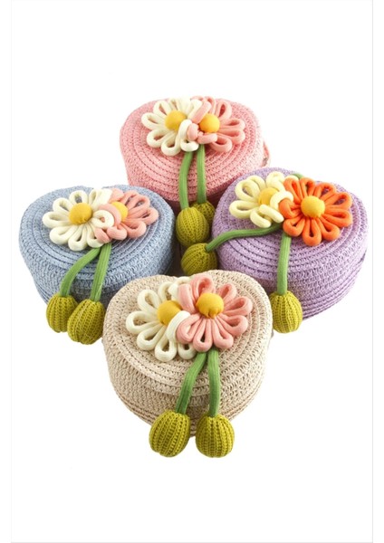 Çiçek Kalp Hasır Çanta fiyatları