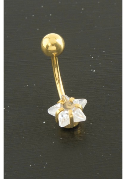 Yıldız Zirkon Taşlı Çelik Piercing 1 Adet