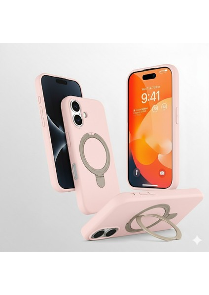 Iphone 16 Plus Uyumlu Kılıf Magsafe Şarj Destekli Açılır Standlı Çizilmez Yumuşak Kapak