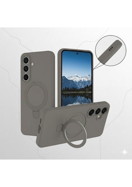 Samsung Galaxy S24 Fe Uyumlu Kılıf Magsafe Şarj Destekli Açılır Standlı Çizilmez Yumuşak Kapak