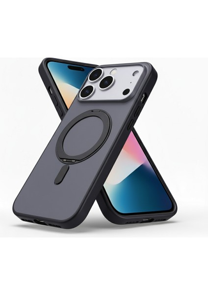 Iphone 17 Pro Uyumlu Kılıf Magsafe Şarj Destekli Açılır Standlı Çizilmez Yumuşak Mat Kapak