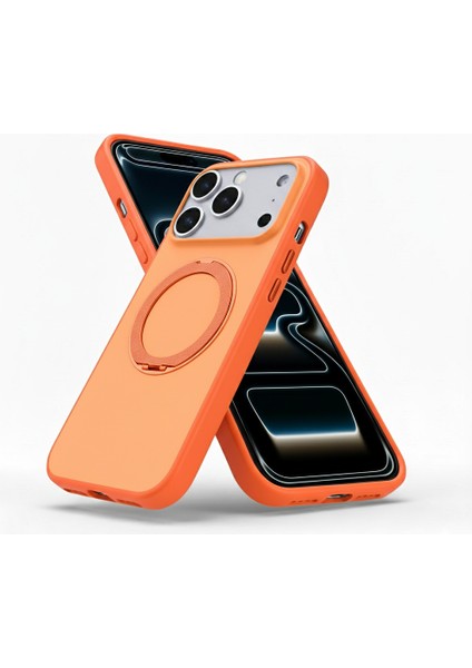 Iphone 17 Pro Uyumlu Kılıf Magsafe Şarj Destekli Açılır Standlı Çizilmez Yumuşak Mat Kapak