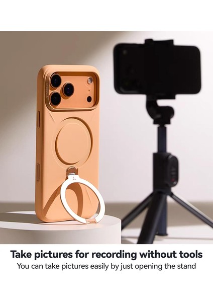 Iphone 17 Pro Uyumlu Kılıf Magsafe Şarj Destekli Açılır Standlı Çizilmez Yumuşak Mat Kapak