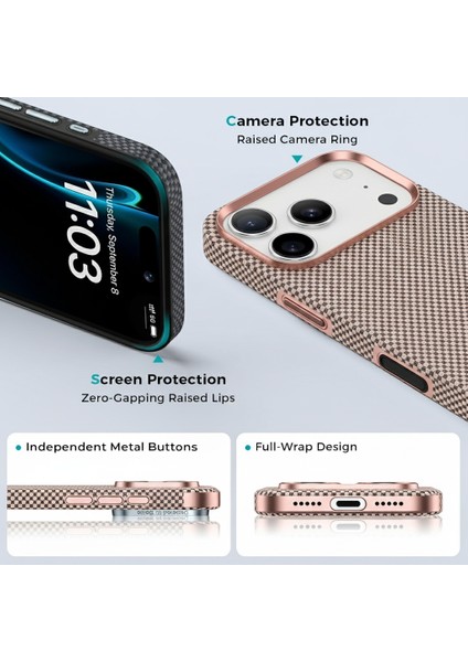 Iphone 17 Uyumlu Kılıf Kamera Koruma Magsafe Sarj Destekli Karbon Fiber Görünüm Kapak modelleri