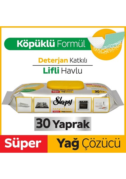 Yüzey Temizlik Mendili Yağ Çözücü 30 Adet fiyatları