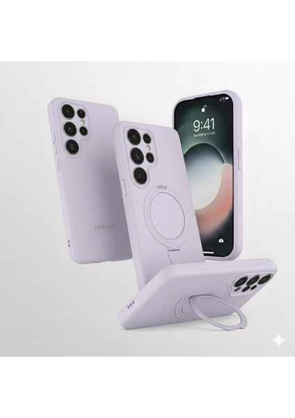 Samsung Galaxy S25 Ultra Uyumlu Kılıf Magsafe Şarj Destekli Açılır Standlı Çizilmez Yumuşak Kapak