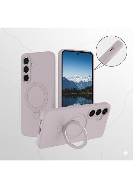 Samsung Galaxy S24 Fe Uyumlu Kılıf Magsafe Şarj Destekli Açılır Standlı Çizilmez Yumuşak Kapak