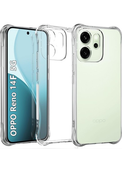 Oppo Reno 14F 5g Uyumlu Kılıf Kamera Çıkıntılı Kristal Şeffaf Kaymaz Silikon Kapak