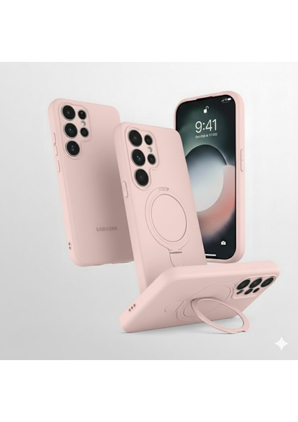 Samsung Galaxy S25 Ultra Uyumlu Kılıf Magsafe Şarj Destekli Açılır Standlı Çizilmez Yumuşak Kapak
