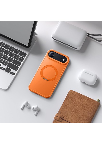 Iphone 17 Air Uyumlu Kılıf Magsafe Şarj Destekli Açılır Standlı Çizilmez Yumuşak Mat Kapak