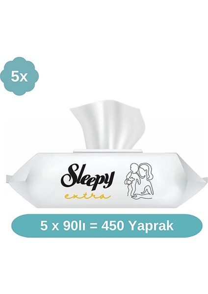 Extra Islak Mendil 5X90 Adet 1 Adet