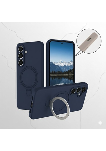 Samsung Galaxy S24 Fe Uyumlu Kılıf Magsafe Şarj Destekli Açılır Standlı Çizilmez Yumuşak Kapak