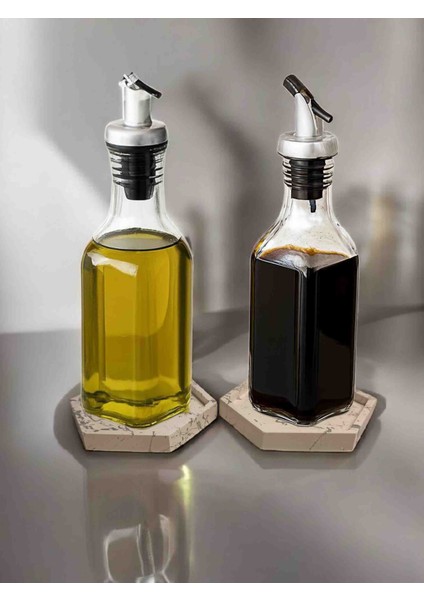 Mermer Görünümlü Yağdanlık & Sirkelik Altlık Seti – Modern Mutfaklar Için Şık Sunum