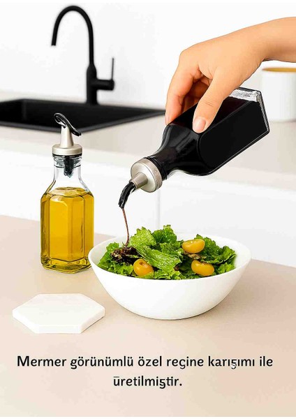 Mermer Görünümlü Yağdanlık & Sirkelik Altlık Seti – Modern Mutfaklar Için Şık Sunum fiyatları