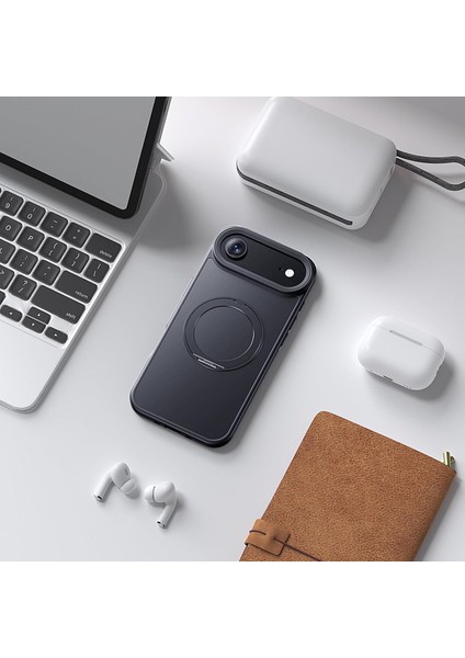 Iphone 17 Air Uyumlu Kılıf Magsafe Şarj Destekli Açılır Standlı Çizilmez Yumuşak Mat Kapak