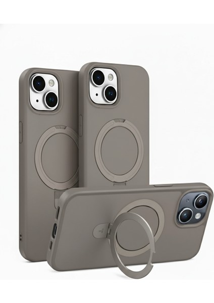 Iphone 15 Plus Uyumlu Kılıf Magsafe Şarj Destekli Açılır Standlı Çizilmez Yumuşak Kapak