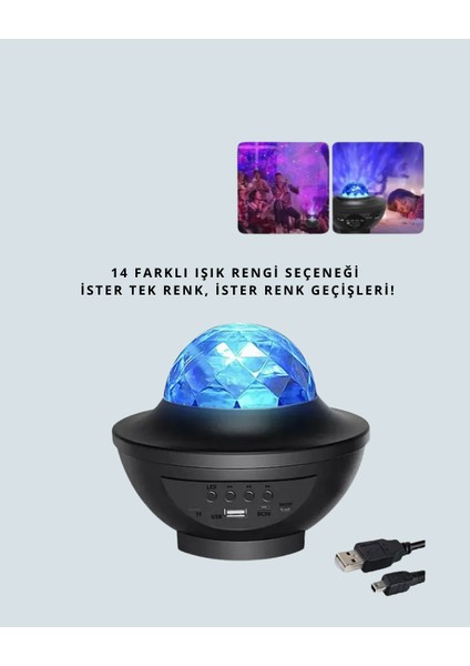 Yıldız & Okyanus Dalga Projektörü – Bluetooth / USB Hoparlörlü fiyatları